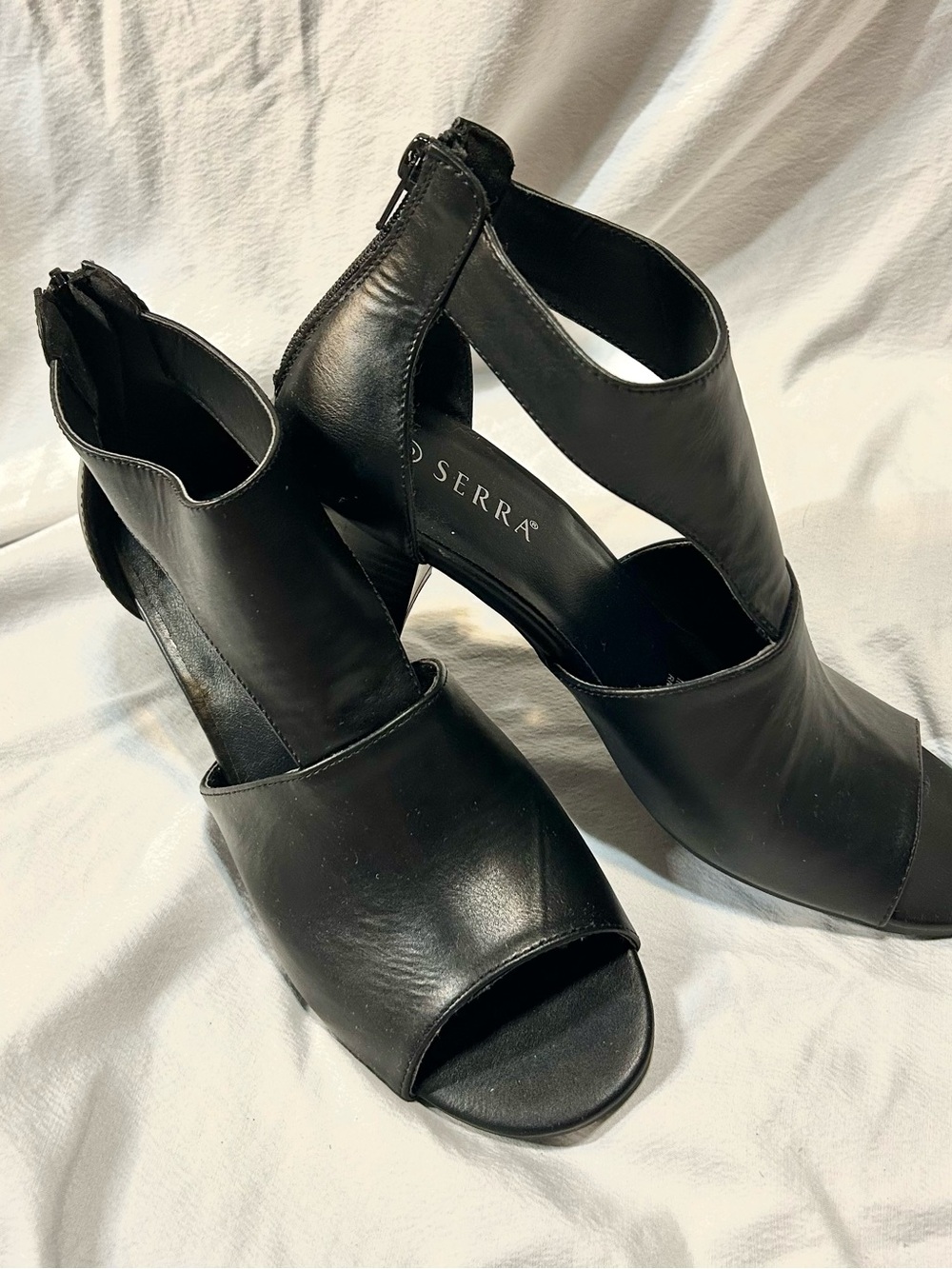 Serra Black Open-Toe Cutout High Heels
